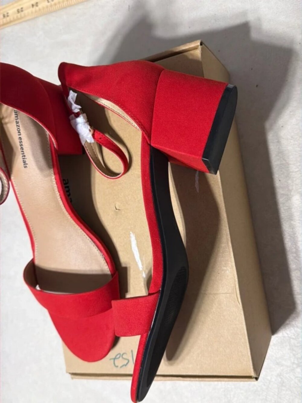 Amazon Essentials Women's Two Strap Heeled Sandals Red Size 12